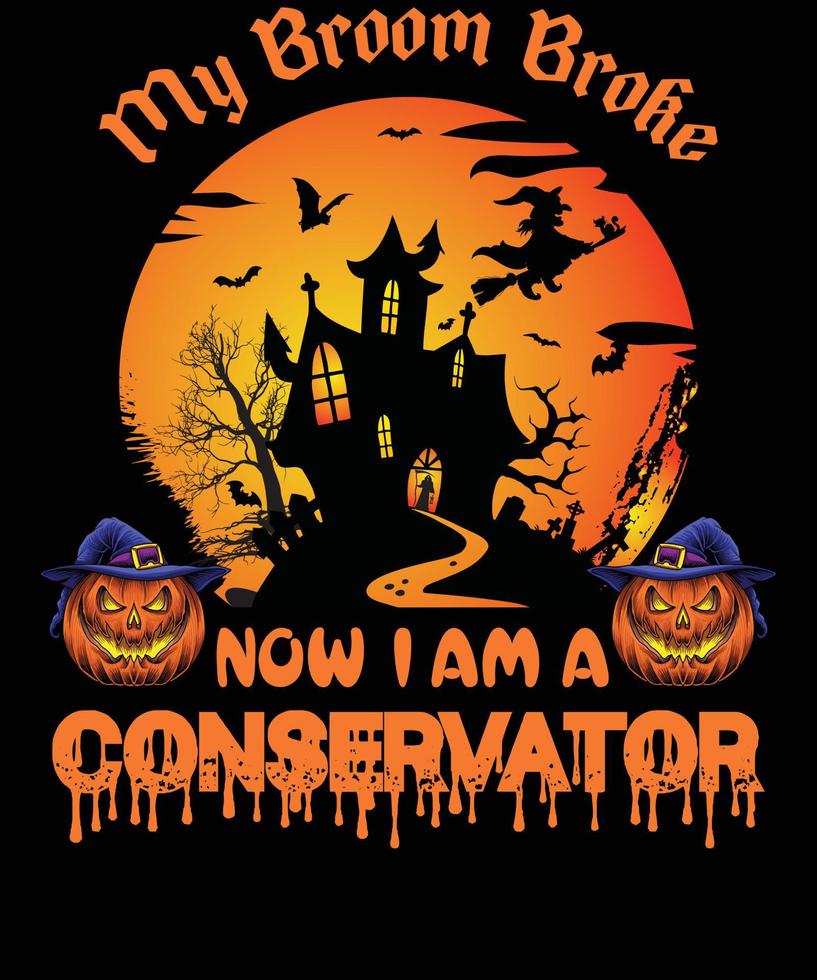 diseño de camiseta de conservador para halloween vector