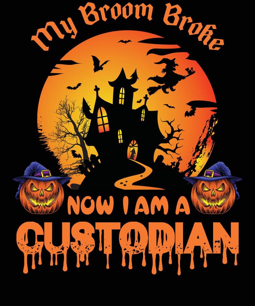 diseño de camiseta de custodio para halloween vector