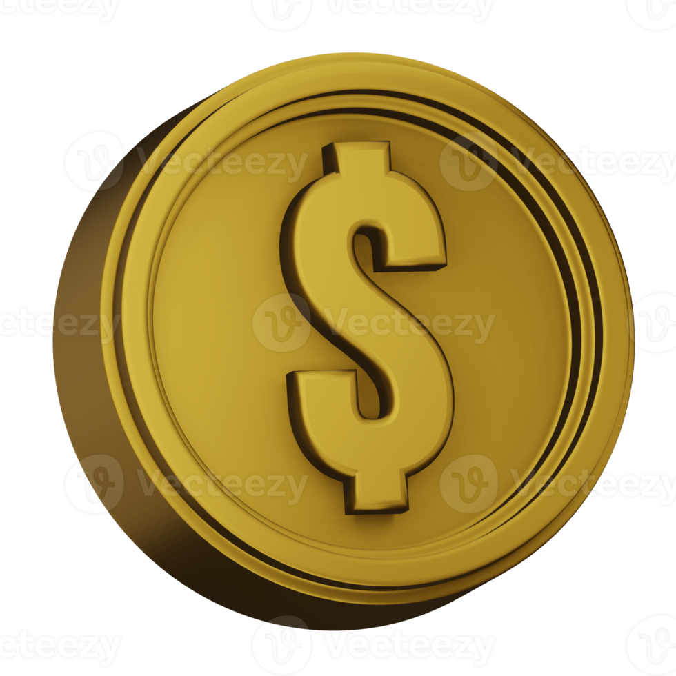 3d rendering dollar coin png