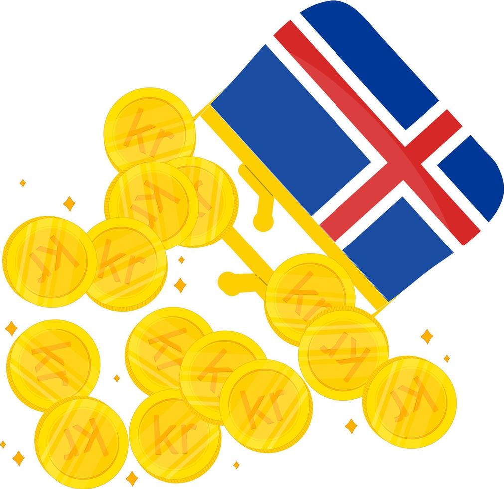 islandia bandera vector dibujado a mano, corona islandesa vector dibujado a mano