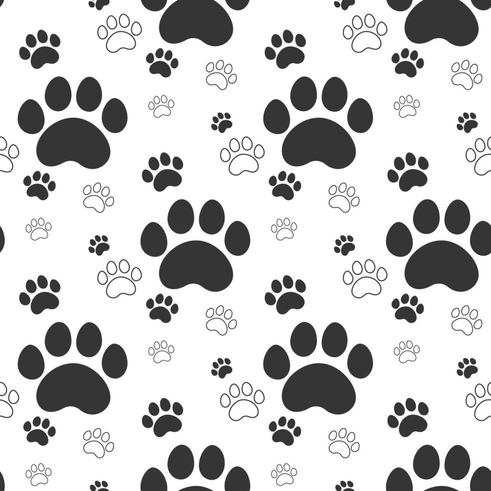 seamless pattern with pets paw print vector