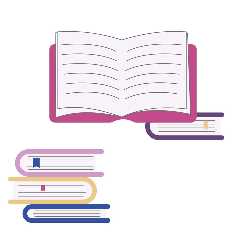 open book and stack of books vector