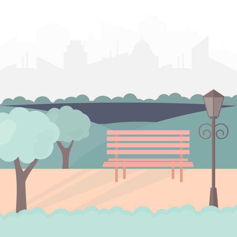 park with footpath and bench vector