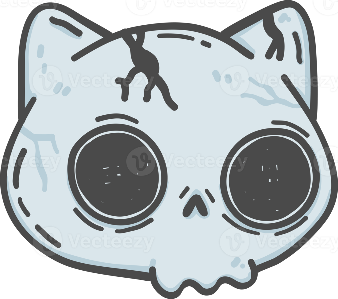 cute halloween kitten cat skull cartoon doodle png