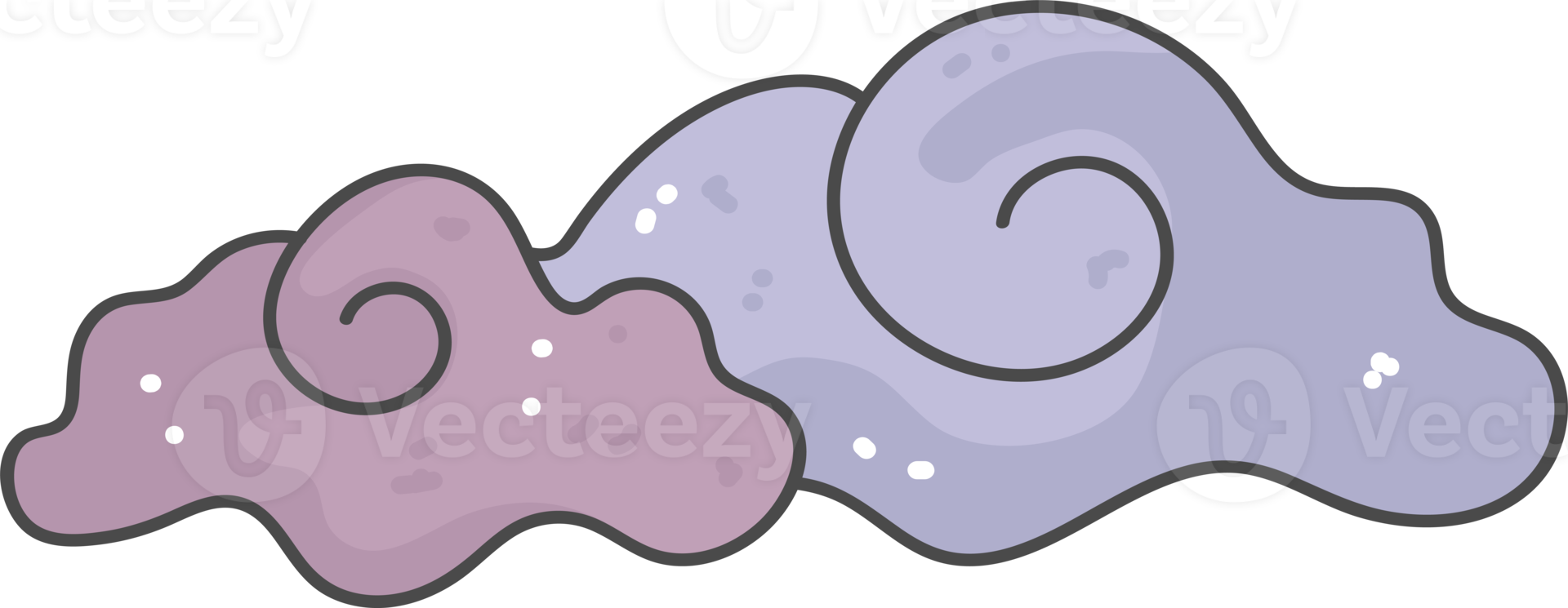 cute Halloween  purple cloud cartoon outline png