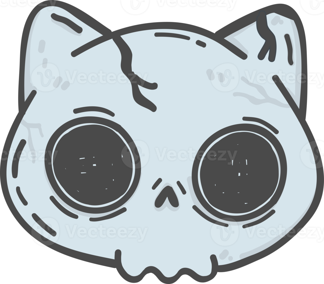 cute halloween kitten cat skull cartoon doodle png