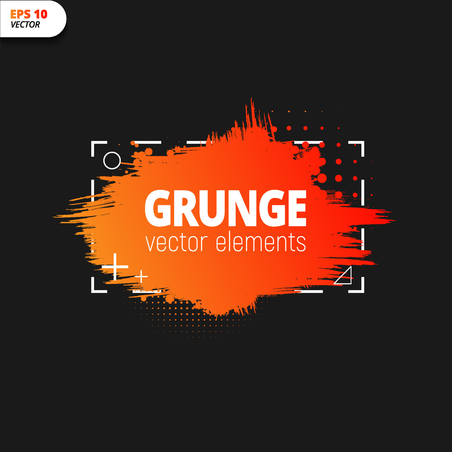 Orange Gradient brush paint strokes collection. texture brushes and