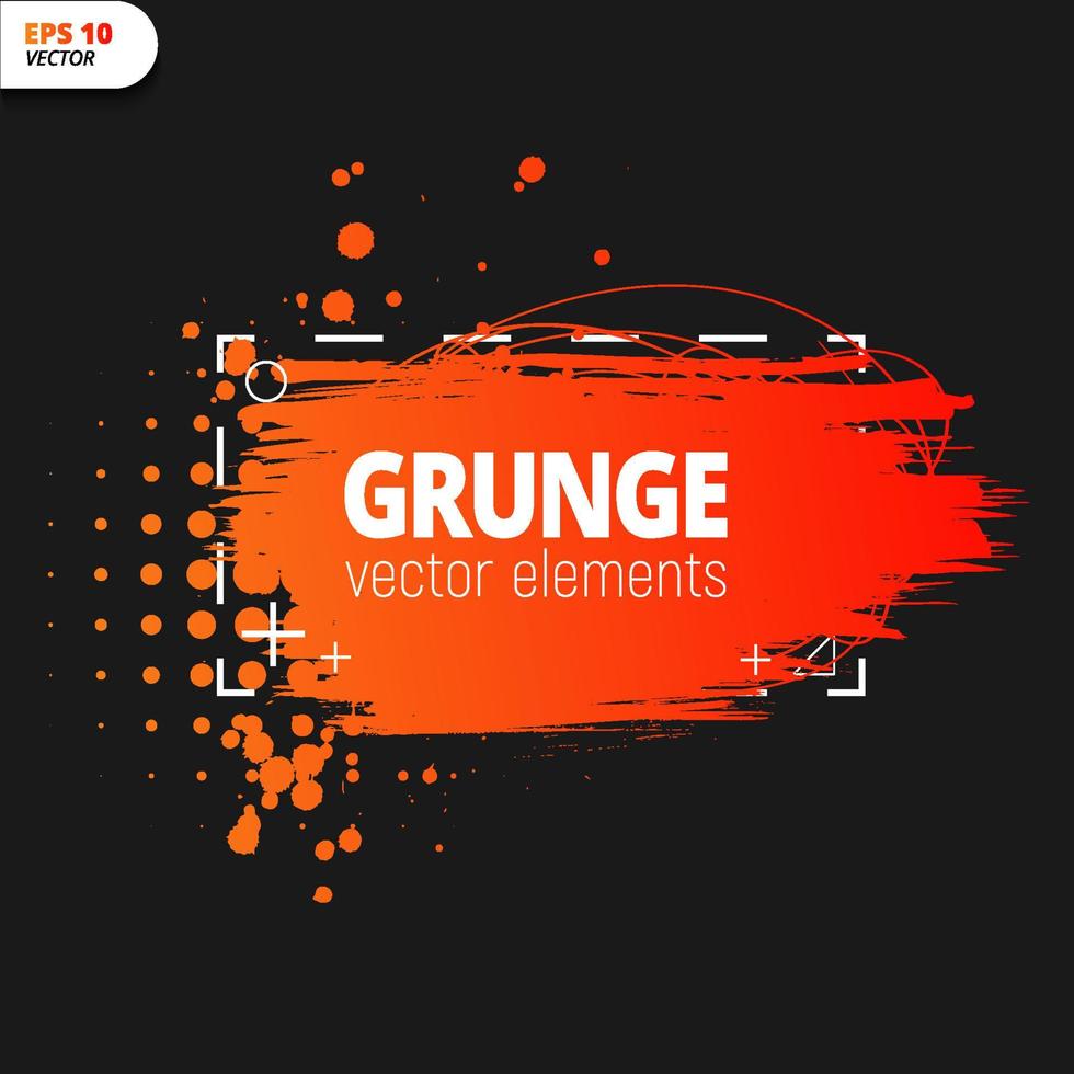 Orange Gradient brush paint strokes collection. texture brushes and modern grunge brush lines. ink brush artistic element for frame design. elements set. collection of box frame for text borders vector