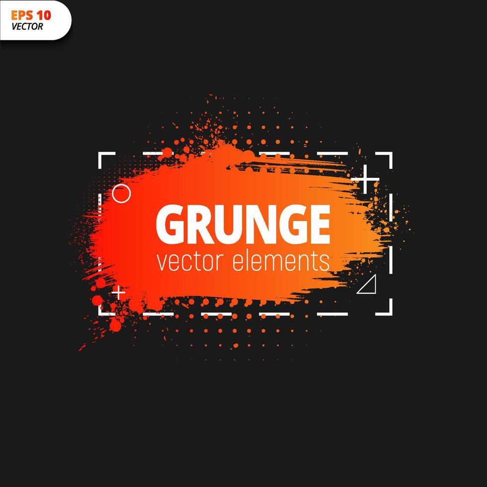 Orange Gradient brush paint strokes collection. texture brushes and modern grunge brush lines. ink brush artistic element for frame design. elements set. collection of box frame for text borders vector