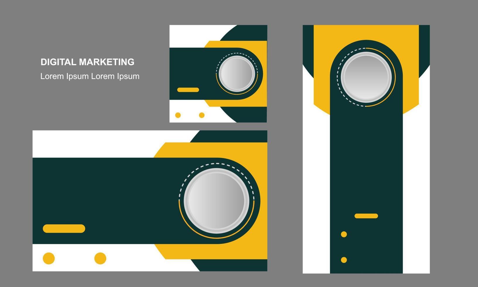 Creative digital marketing agency social media post design template square landscape potrait flyer or editable web banner yellow green vector