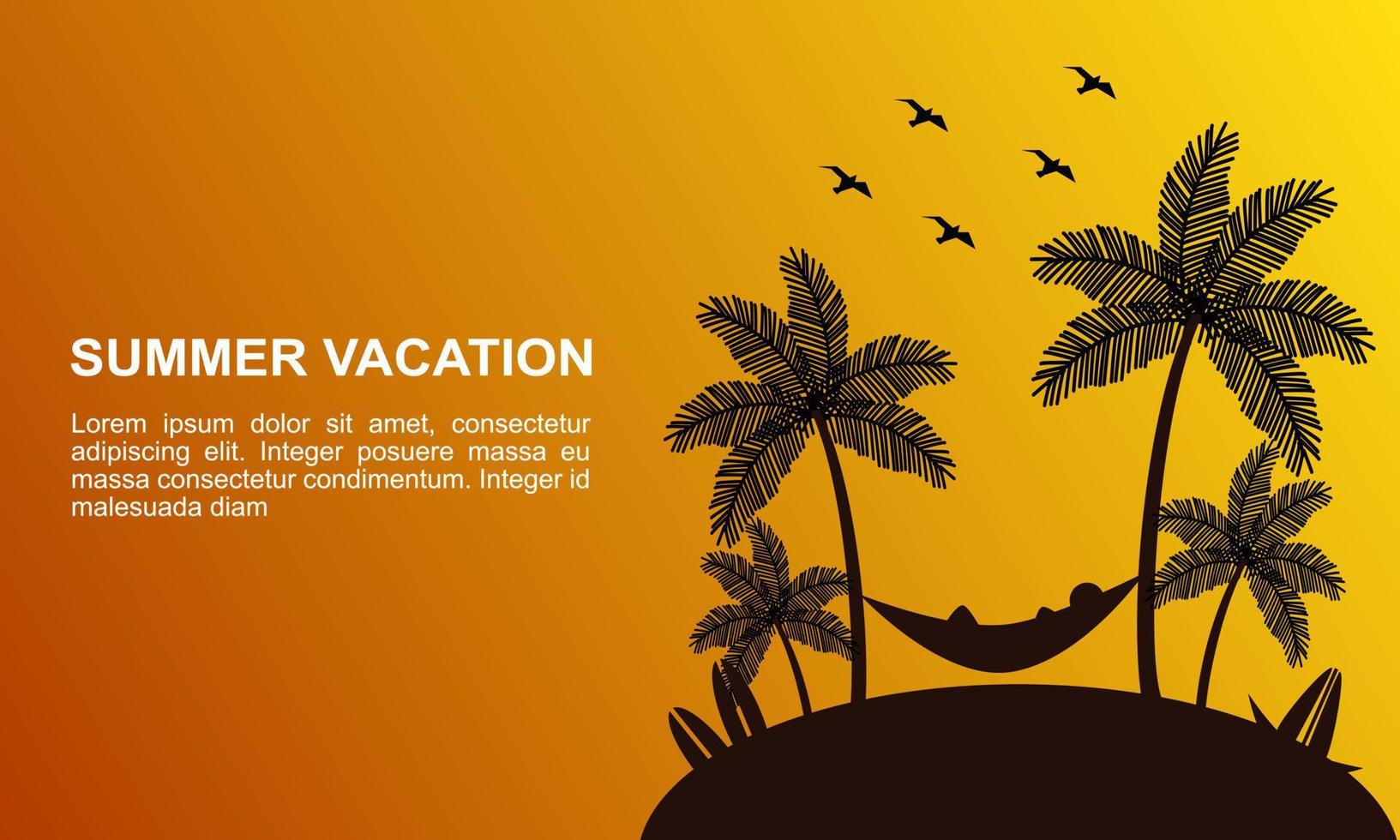 Summer vacation illustration with palm tree in beach vector
