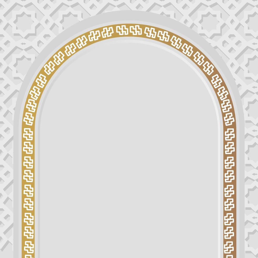 Eid mubarak arabic elegant luxury ornamental islamic background with islamic pattern border and decorative hanging ornament vector