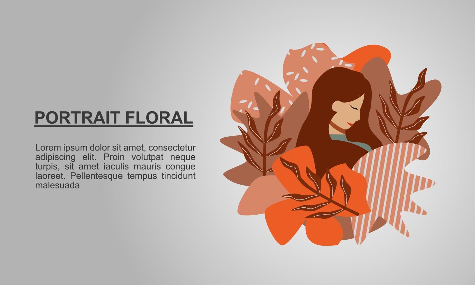 mezcla de diseños florales superpuestos al retrato con textura vector