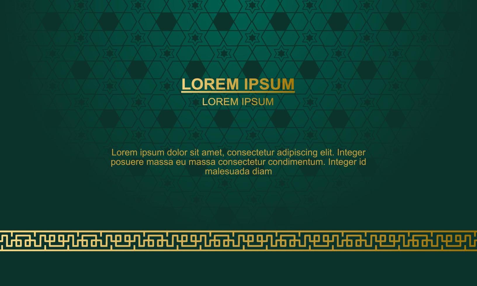 Islamic luxury golden ornament border arabesque pattern green background vector