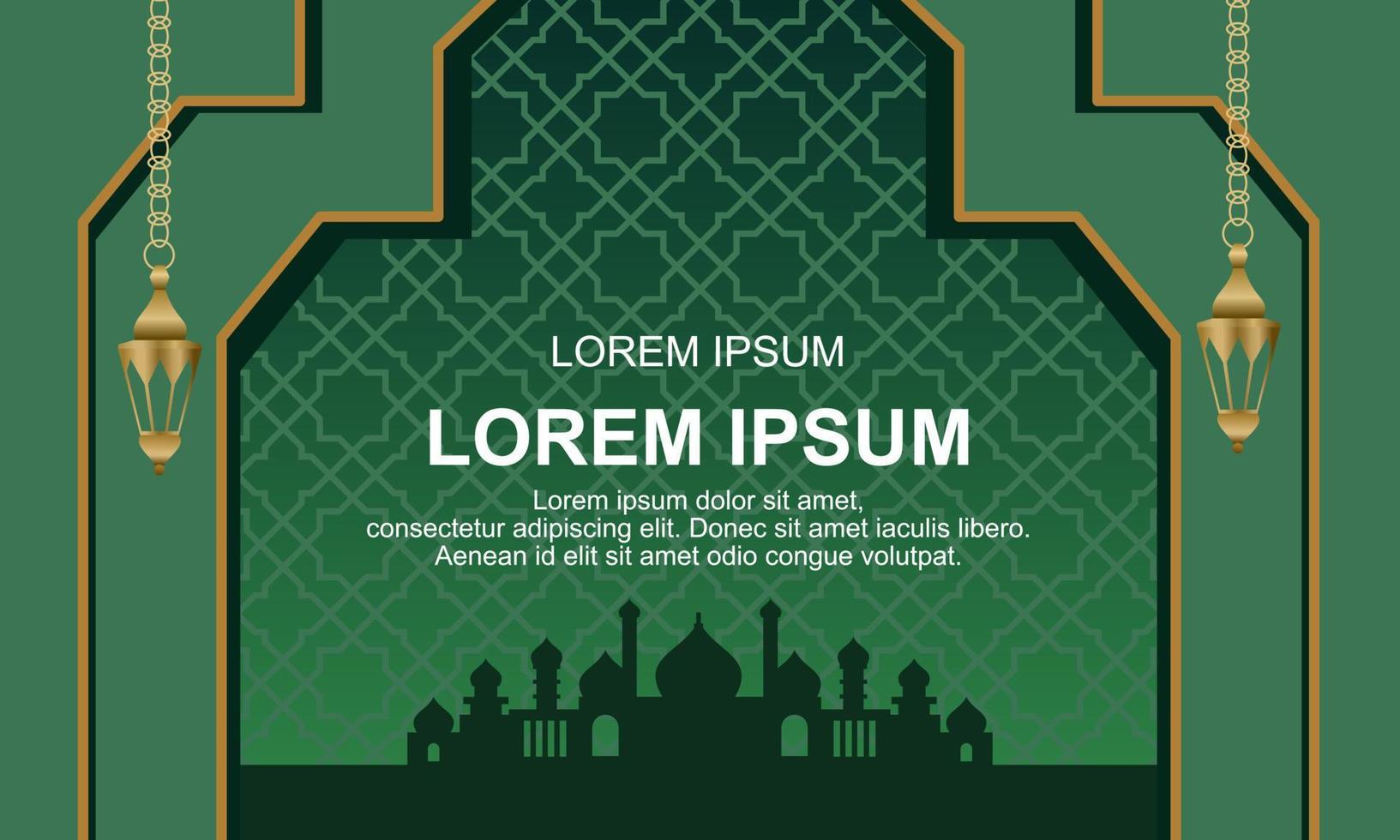 Elegant ramadan background with green color design vector