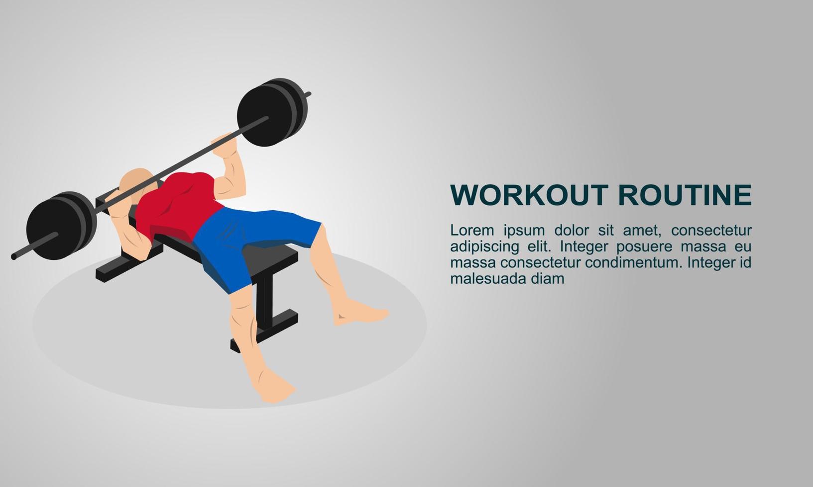 workout routine gym with bench press isometric Illustration vector