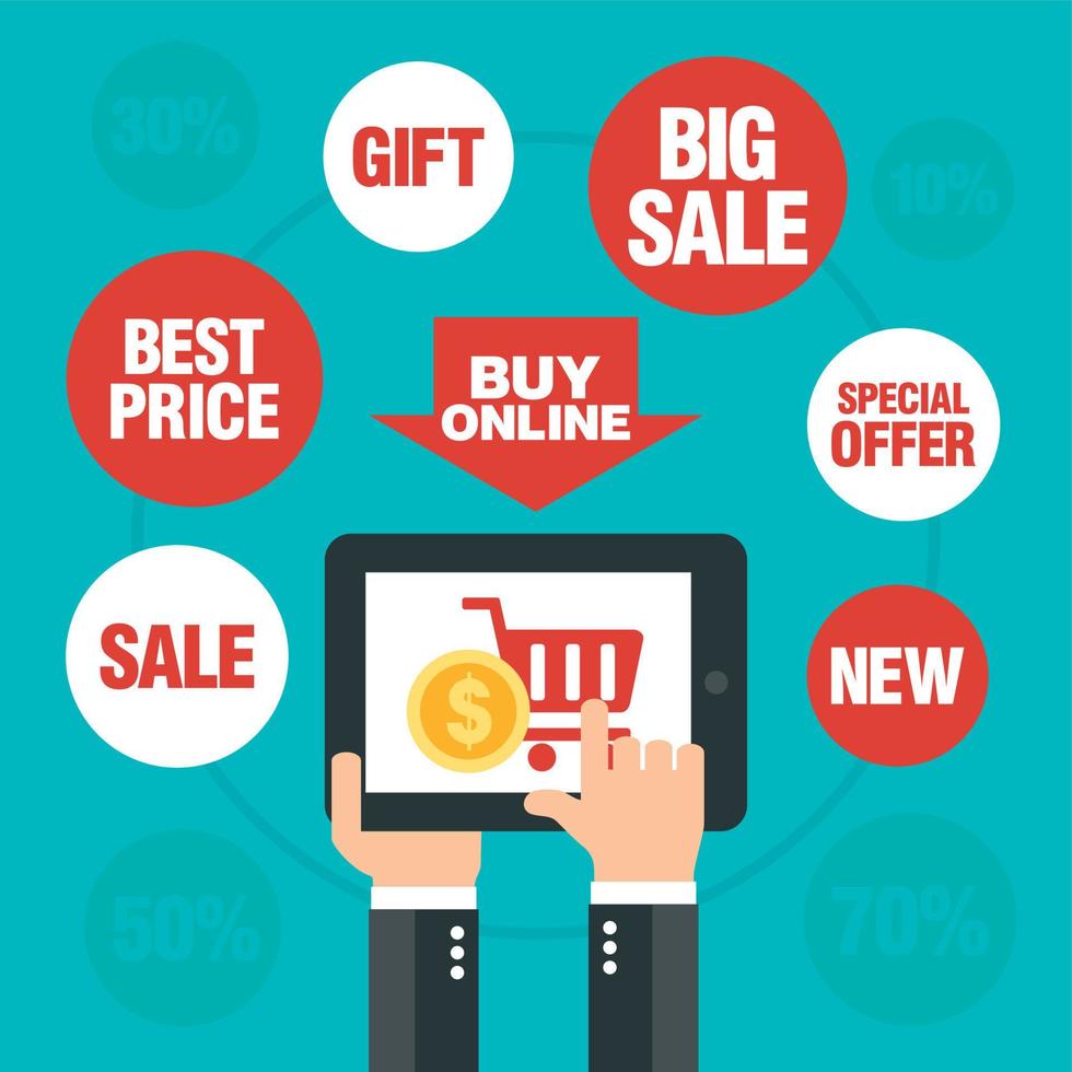 Sale online design flat vector