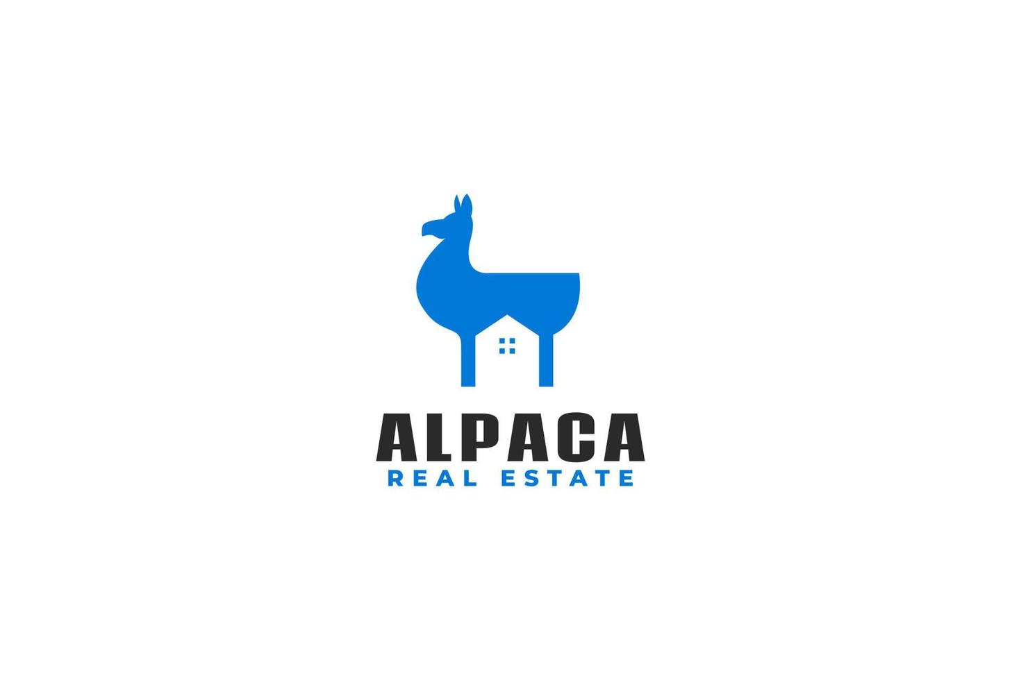 alpaca plana con idea de ilustración de vector de diseño de logotipo de casa