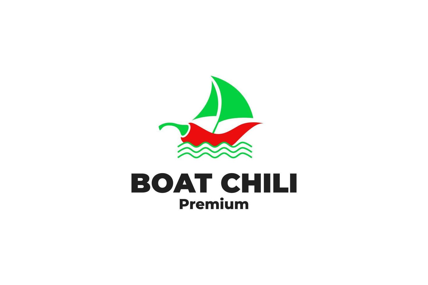 Flat chilli pepper with boat logo design vector illustration idea