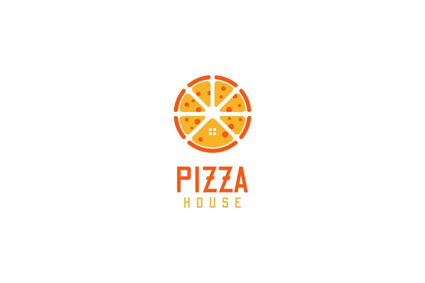 Flat pizza house logo design vector illustration idea