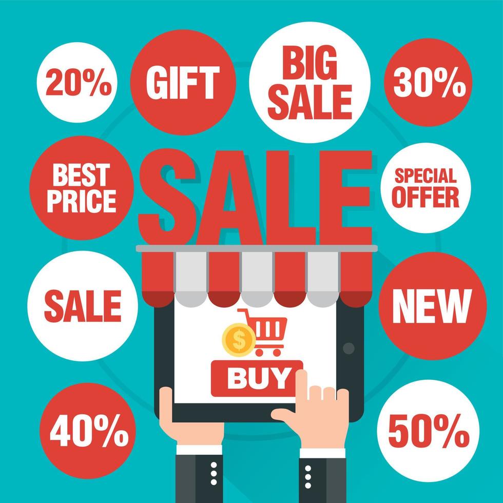 Sale concept design flat. Buy online vector