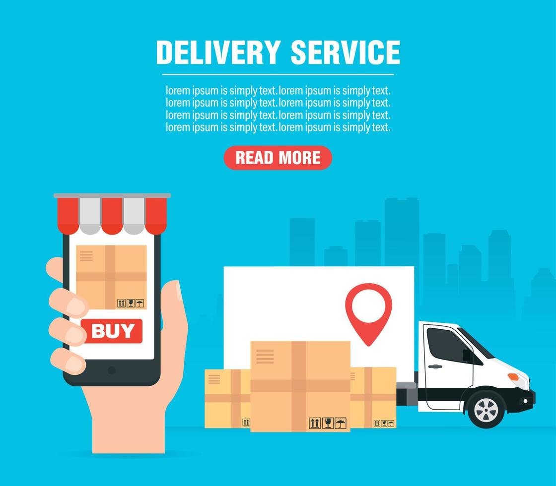 Online shopping. Delivery service concept design flat banner vector