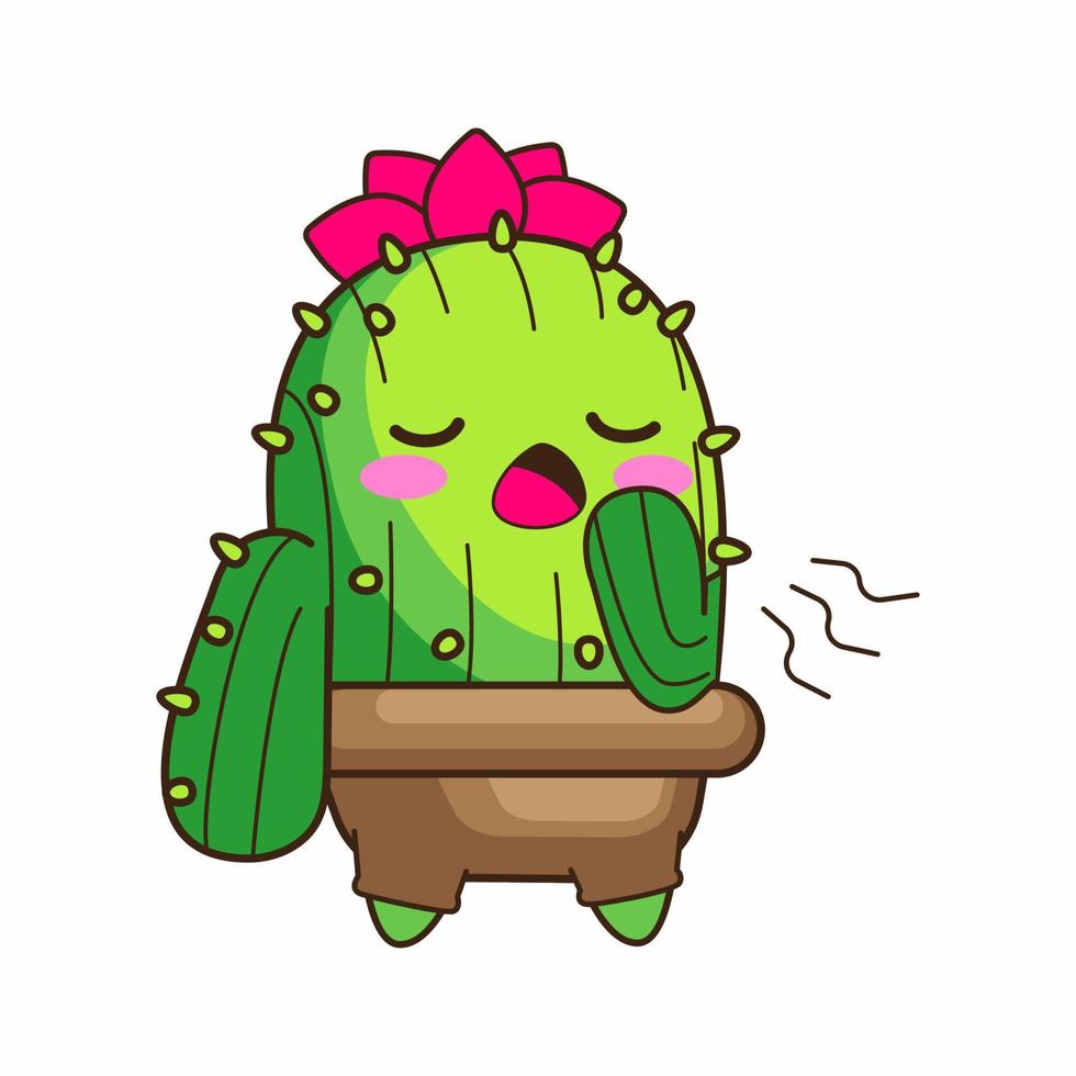 lindo pequeño cactus ilustración vectorial de dibujos animados, conjunto de vectores de cactus