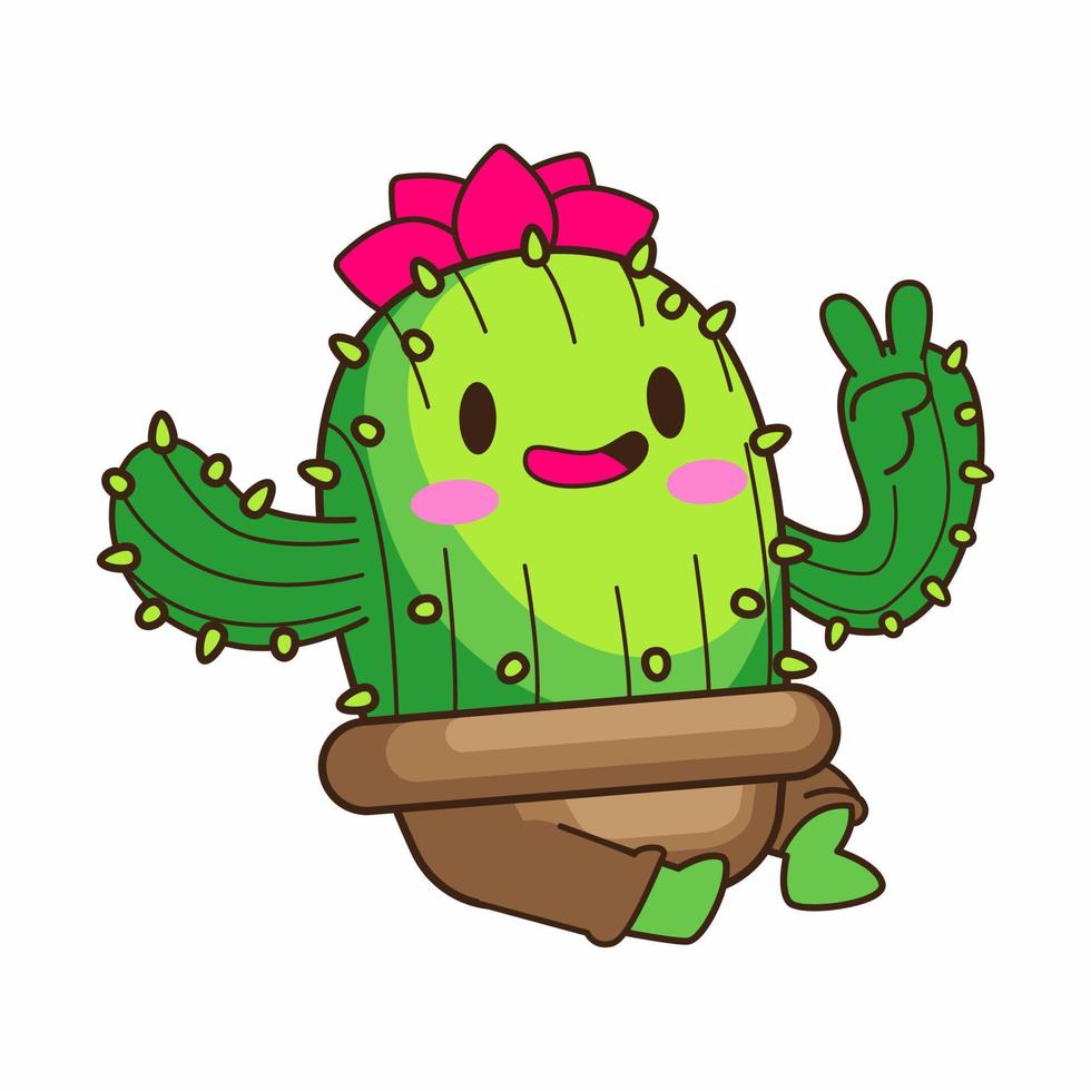 cute little cactus cartoon vector illustration, cactus vector set