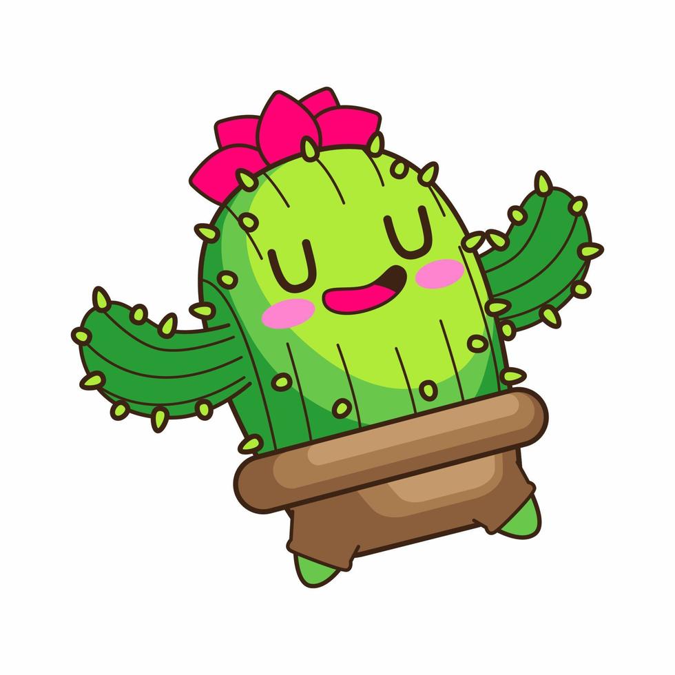 lindo pequeño cactus ilustración vectorial de dibujos animados, conjunto de vectores de cactus