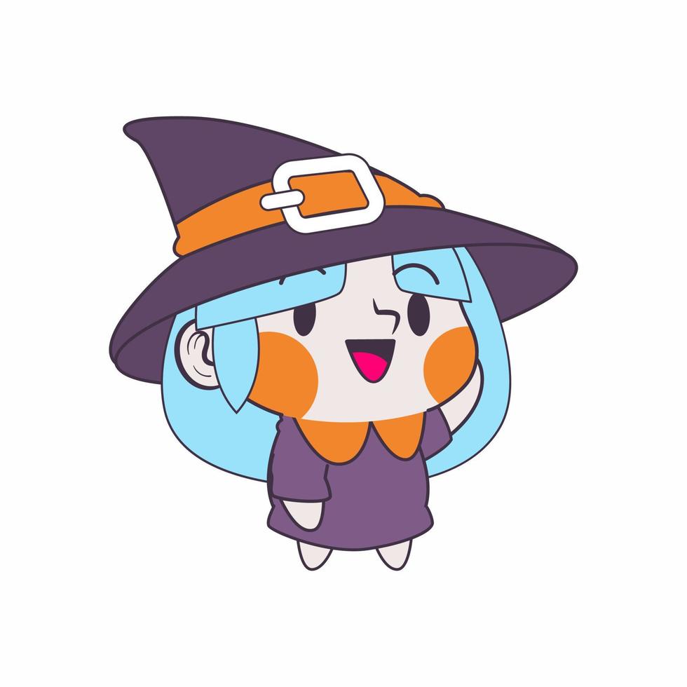 cute little witch cartoon vector illustration, witch vector set