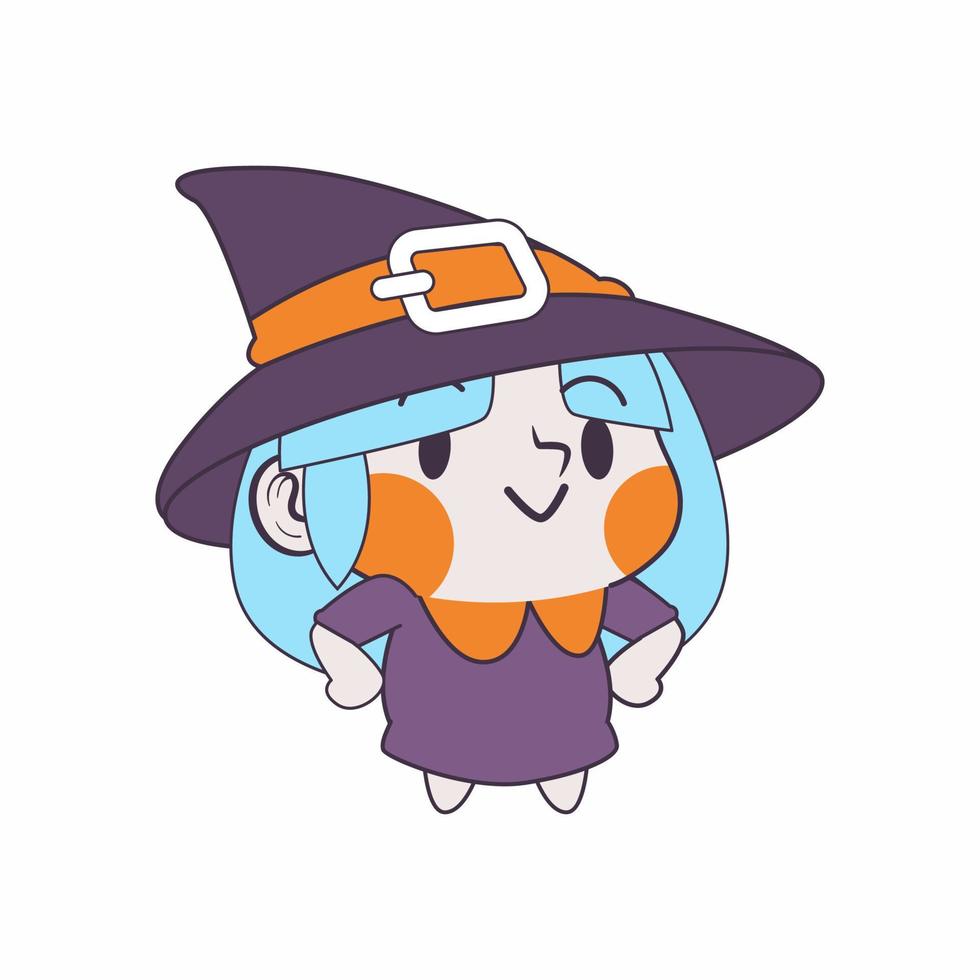 cute little witch cartoon vector illustration, witch vector set