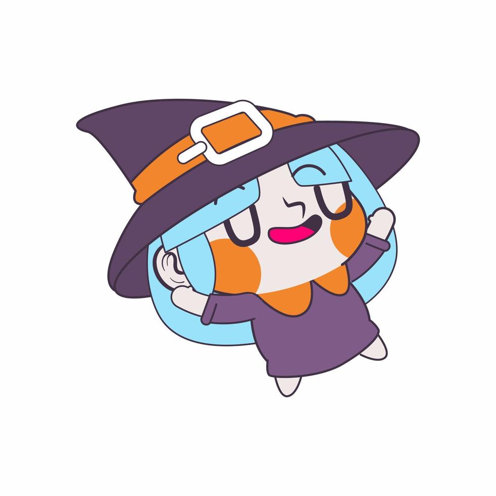 cute little witch cartoon vector illustration, witch vector set