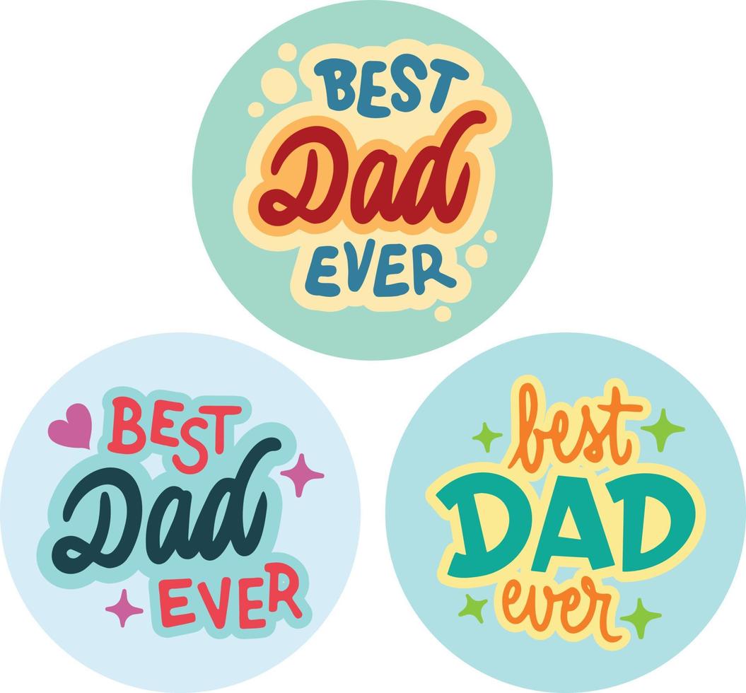 Best Dad Ever multi stickers pack vector