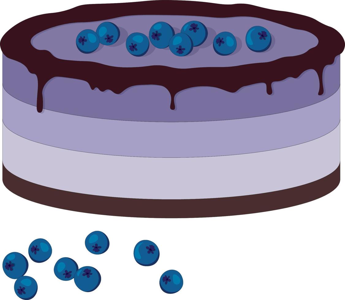 Nice layered blueberry chocolate cake vector illustration