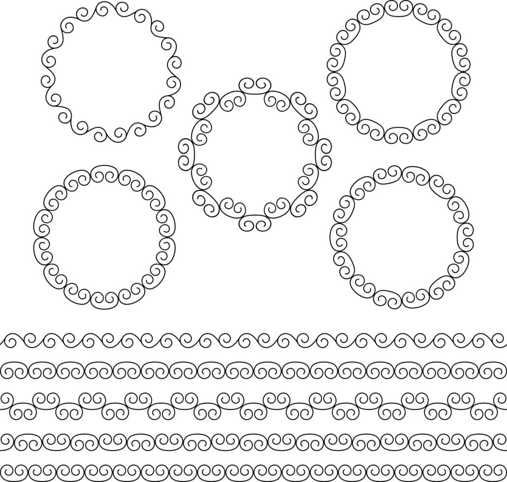 scroll circle frames and border patterns vector