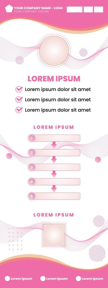 Feminine 60 x 160 cm standing banner template with an aesthetic pink color, is suitable for cosmetic companies, perfumes, hotels, clothes and others with a feminine theme vector
