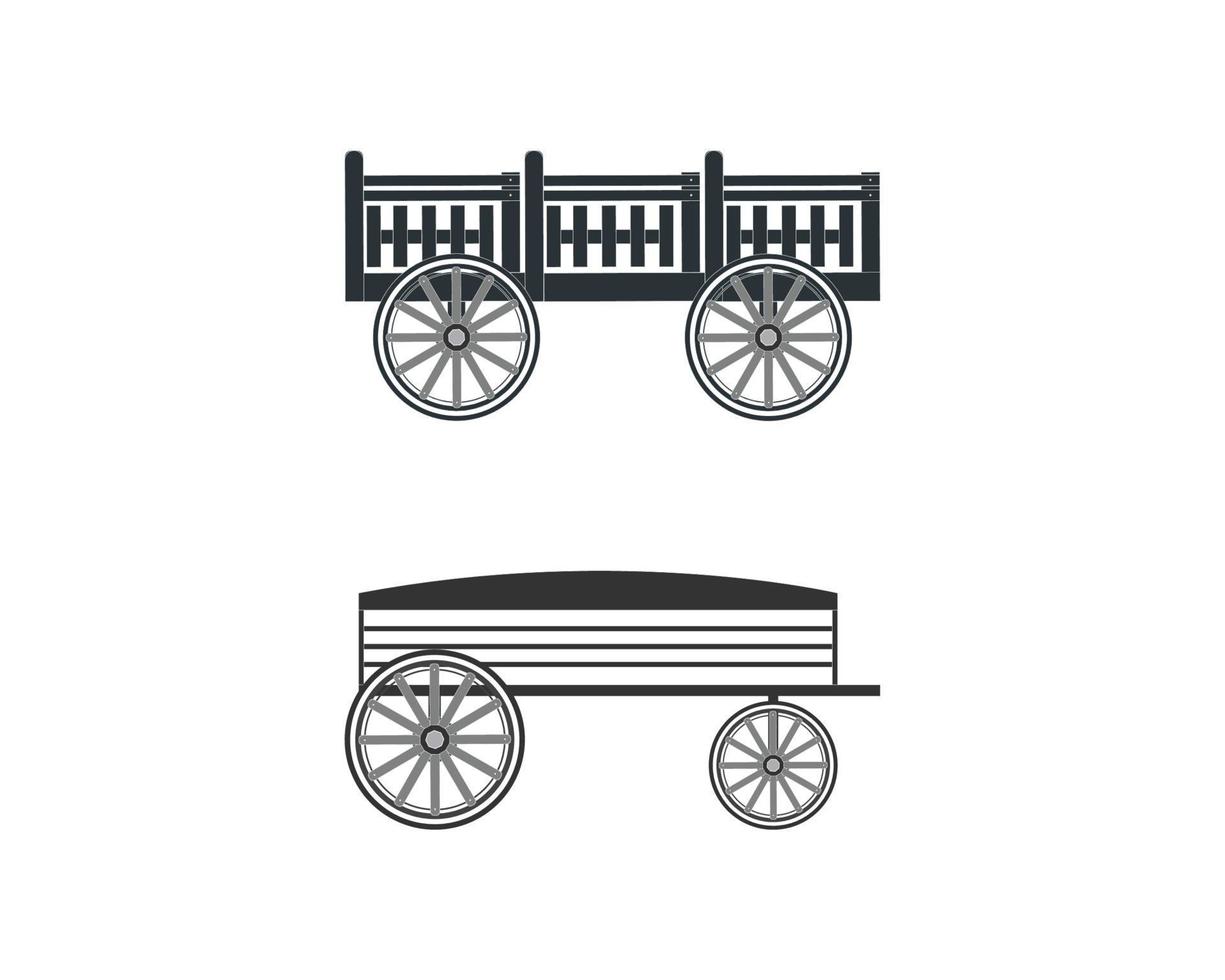 vista lateral antiguo carro de silueta vagón de mejor estilo para arrastre de vacas, aislado en fondo blanco vector