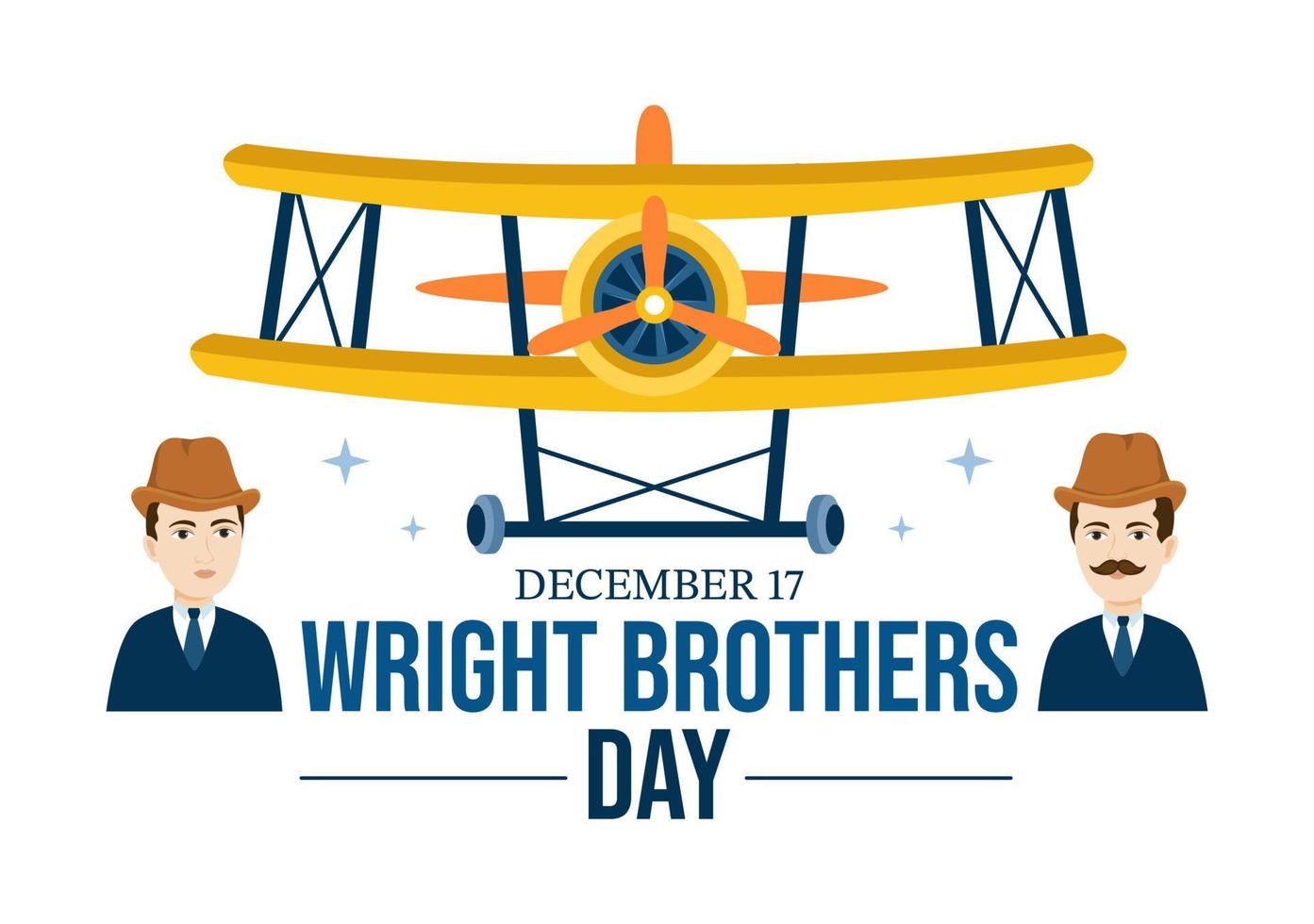 día de los hermanos wright el 17 de diciembre plantilla dibujada a mano ilustración de dibujos animados del primer vuelo exitoso en un avión propulsado mecánicamente vector