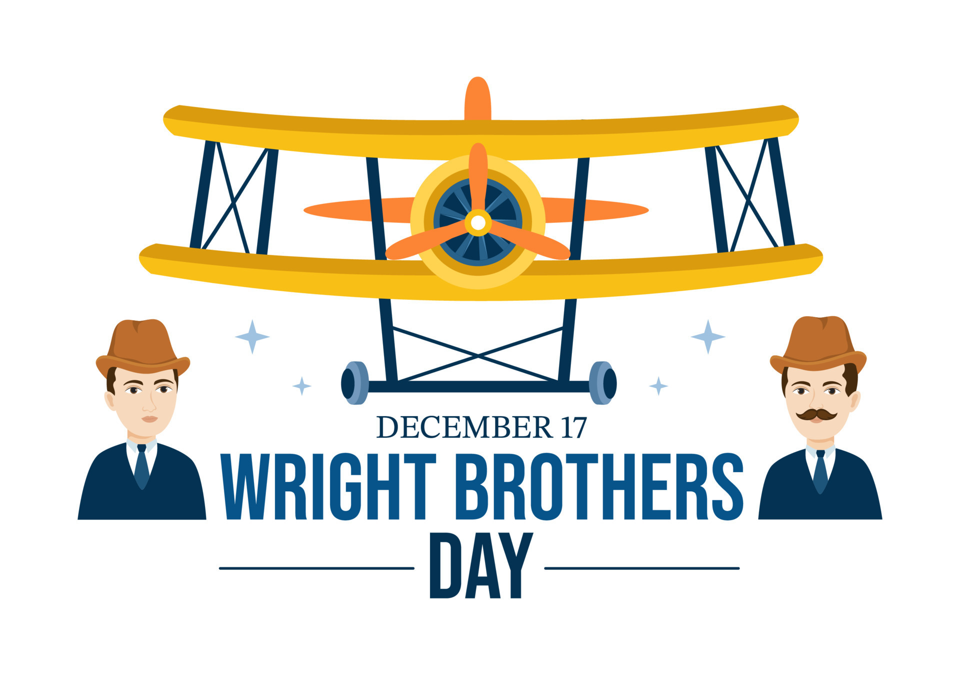 Wright Brothers Day on December 17th Template Hand Drawn Cartoon