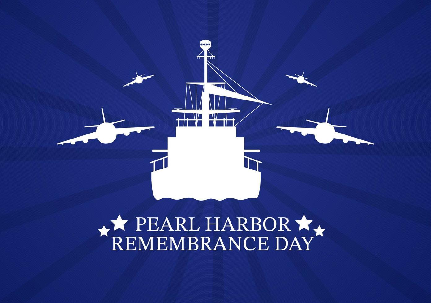 feliz día del recuerdo de Pearl Harbor el 7 de diciembre plantilla dibujada a mano ilustración plana de dibujos animados para el memorial nacional de la ceremonia vector