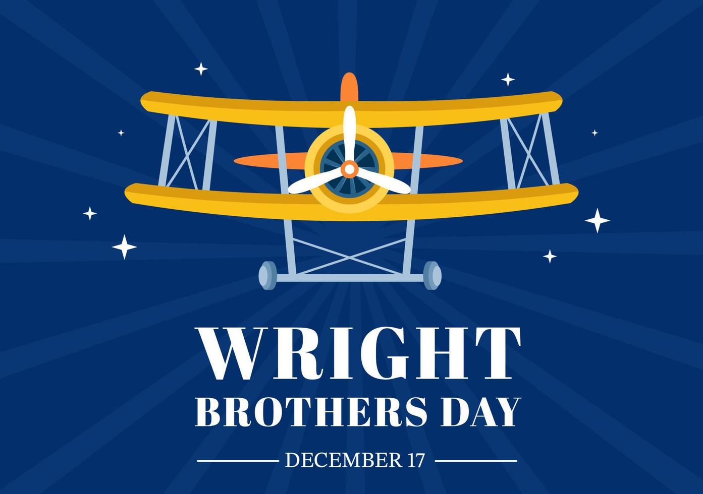 día de los hermanos wright el 17 de diciembre plantilla dibujada a mano ilustración de dibujos animados del primer vuelo exitoso en un avión propulsado mecánicamente vector