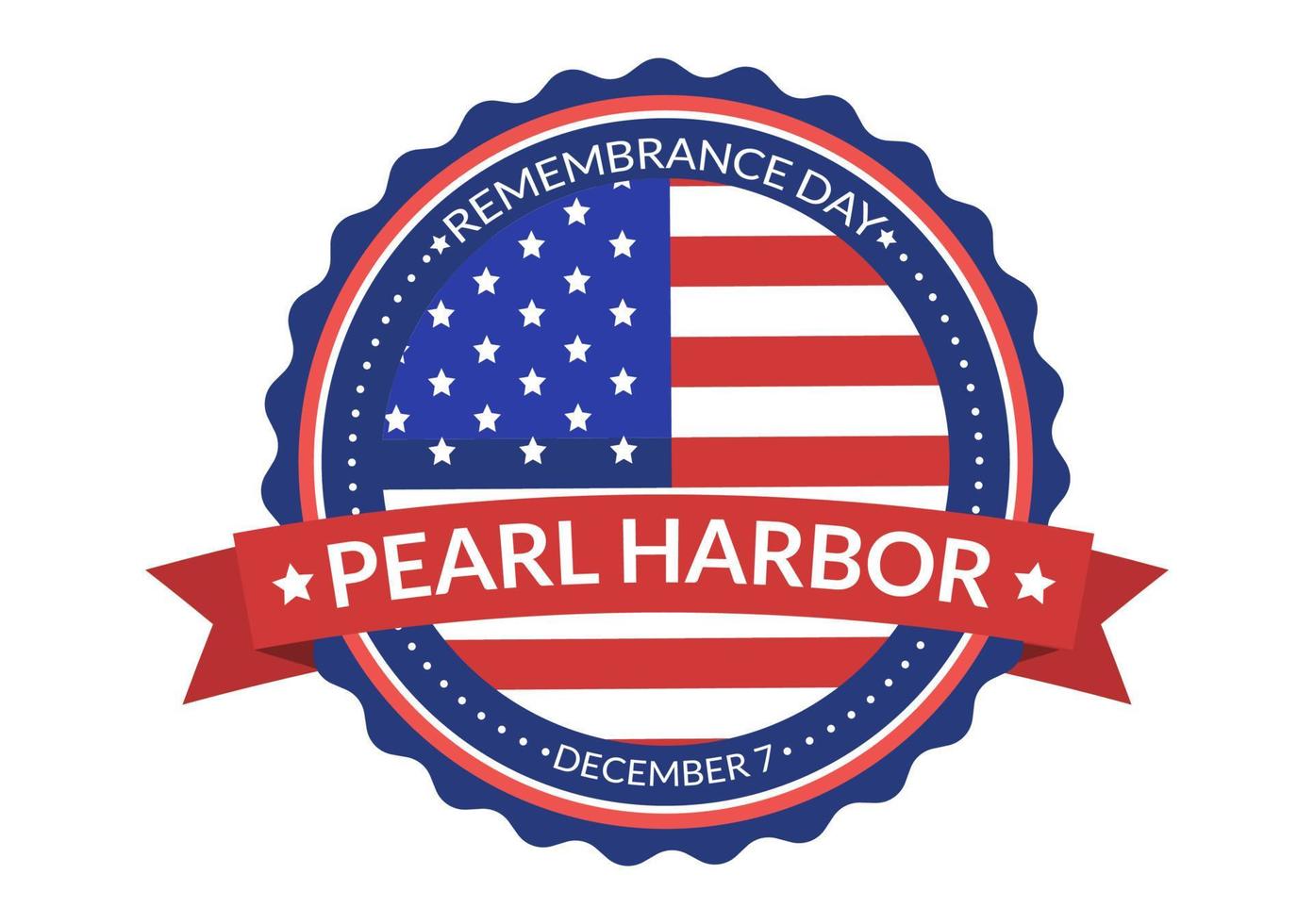 feliz día del recuerdo de Pearl Harbor el 7 de diciembre plantilla dibujada a mano ilustración plana de dibujos animados para el memorial nacional de la ceremonia vector