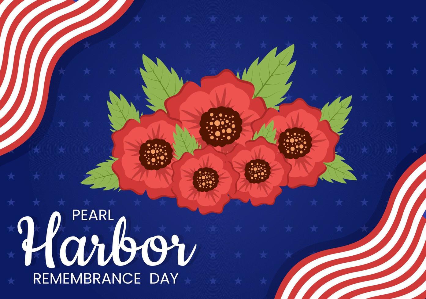 feliz día del recuerdo de Pearl Harbor el 7 de diciembre plantilla dibujada a mano ilustración plana de dibujos animados para el memorial nacional de la ceremonia vector