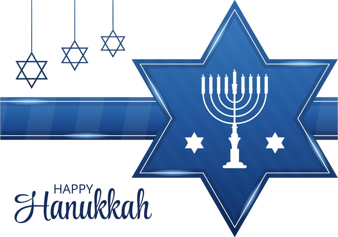 Happy Hanukkah Jewish holiday Template Hand Drawn Cartoon Flat Illustration with Menorah, Sufganiyot, Dreidel and Traditional Symbols vector