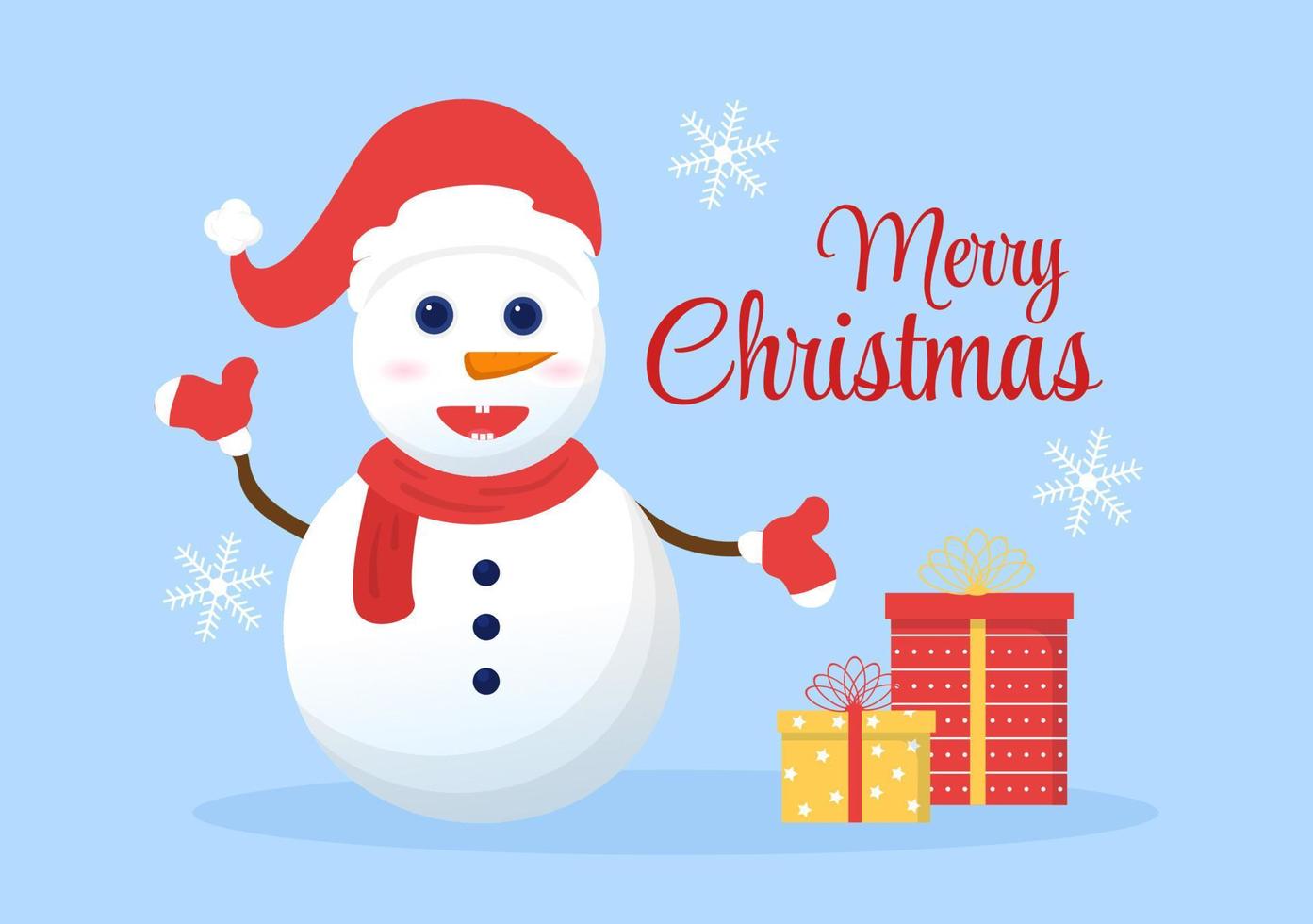feliz navidad y feliz año nuevo plantilla dibujada a mano ilustración de  fondo de dibujos animados con copos de nieve, muñeco de nieve, árbol,  regalo y paisaje invernal 11200980 Vector en Vecteezy