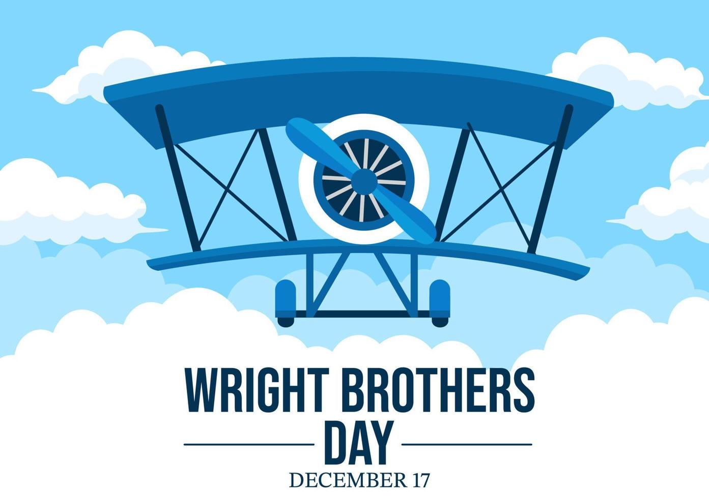 día de los hermanos wright el 17 de diciembre plantilla dibujada a mano ilustración de dibujos animados del primer vuelo exitoso en un avión propulsado mecánicamente vector