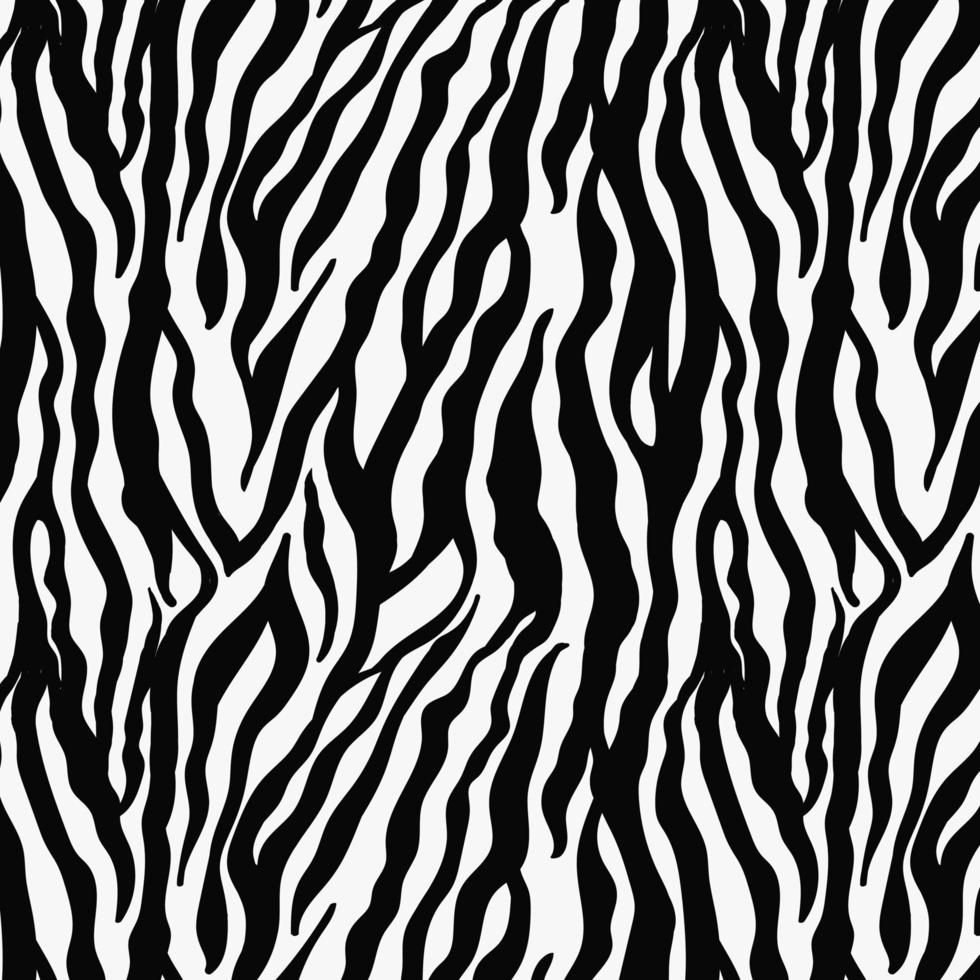 Drawing seamless vector black and white zebra fur pattern. Fashion print. Animal print background for fabric, textile, design, advertising banner. Vector illustration