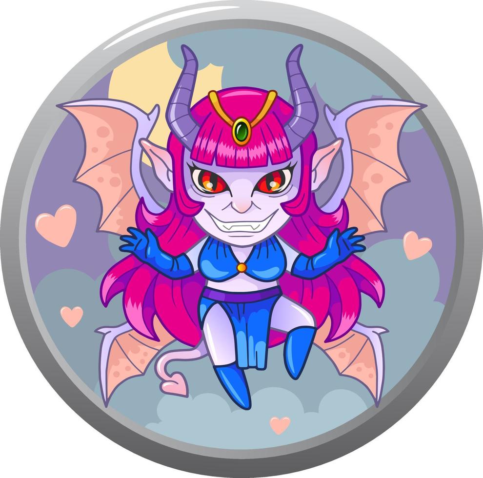 cartoon cute succubus, funny illustration vector