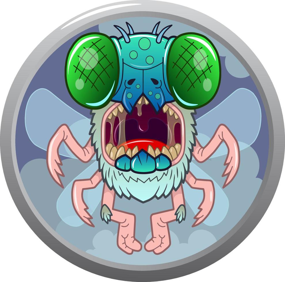cartoon angry monster fly, funny illustration vector