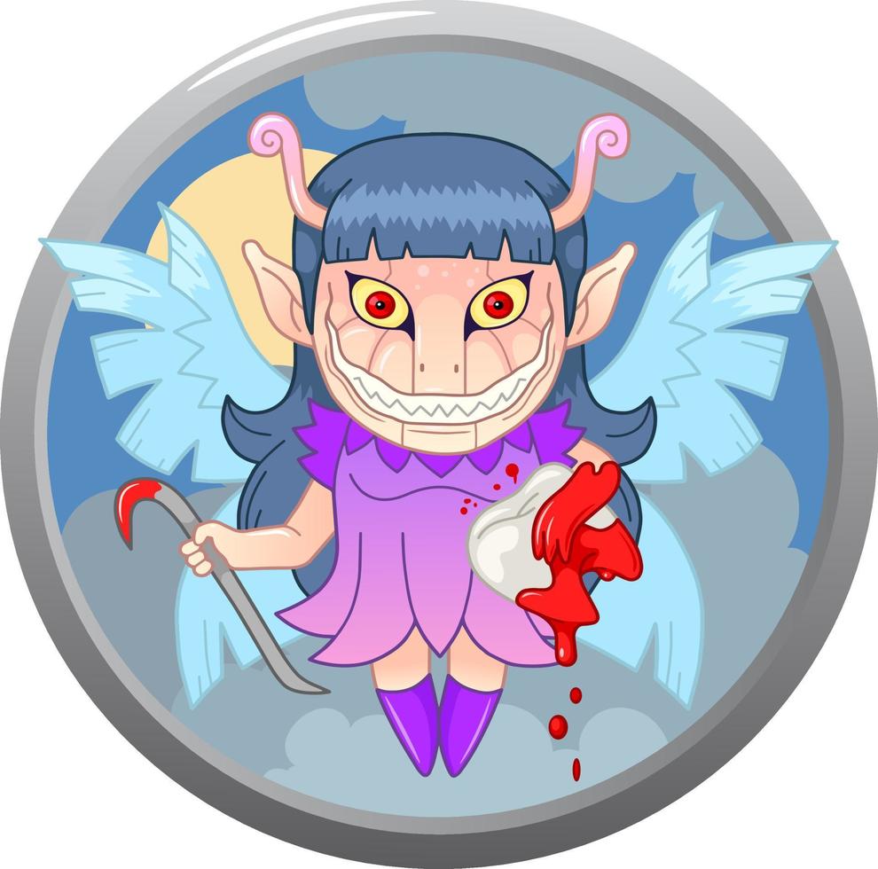 little cartoon tooth fairy, funny illustration vector